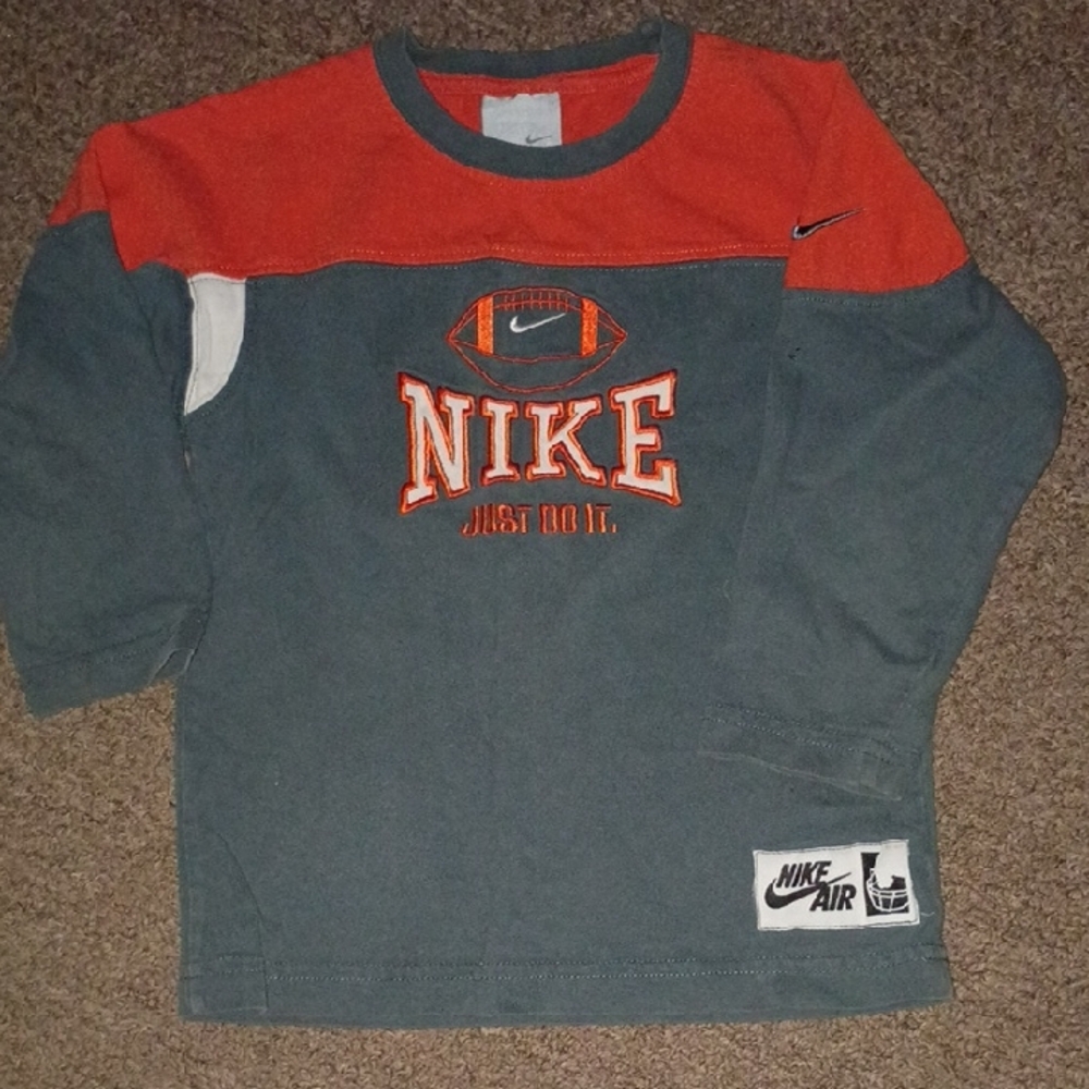 Nike Kids' Gray and Orange Long Sleeve Tee